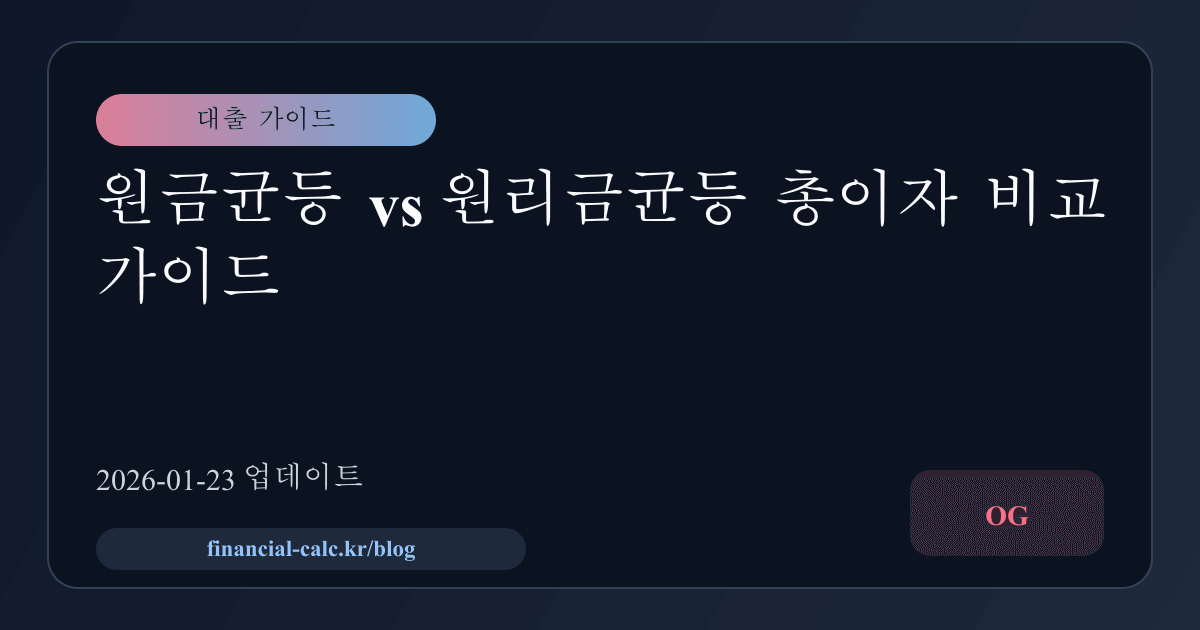원금균등 vs 원리금균등 총이자 비교 가이드 썸네일